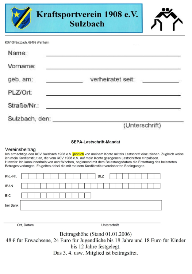 Beitrittserklärung KSV Sulzbach